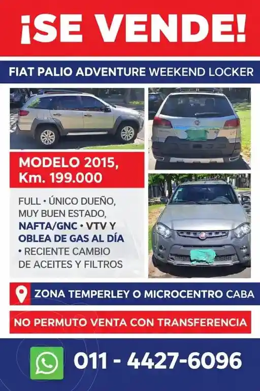 Fiat Palio Weekend 1.6 Adventure Locker Seguridad  2015 - foto 2