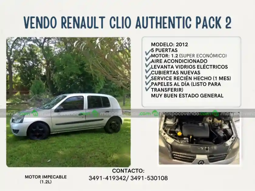 Renault Clio Autentic Pack 2 Mod 2012  2012 - foto 3