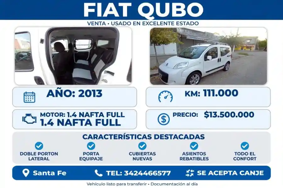 Fiat Qubo Doble Porton Lateral Full Full 2013  2013 - foto 1