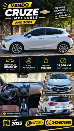 Chevrolet Cruze 5P Premier At. Año 2023. 18.300Kms  2023 - foto 1